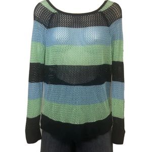 Women’s 525 America Blue Green Pullover Crochet Knit Top Size S
